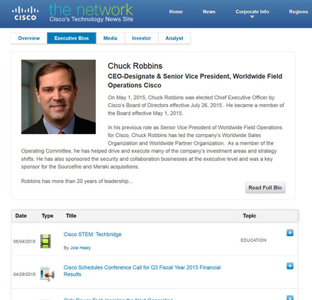 チャック・ロビンズ(Chuck Robbins)氏のプロフィールページ