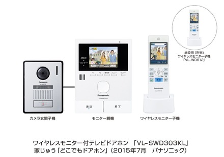 ワイヤレスモニター付テレビドアホン「VL-SWD303KL」。広角レンズを搭載し、モニター親機とワイヤレスモニターを備えたセットとなる（画像はプレスリリースより）