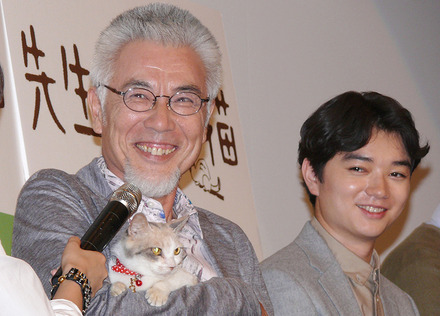 イッセー尾形、染谷将太／『先生と迷い猫』完成披露試写会