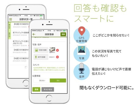 スマートフォンへのプッシュ通知などにより、災害時の従業員安否確認をリアルタイムに行うことがより確実となる（画像は公式Webサイトより）