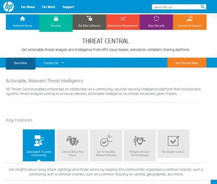 「HP Threat Central」サイト