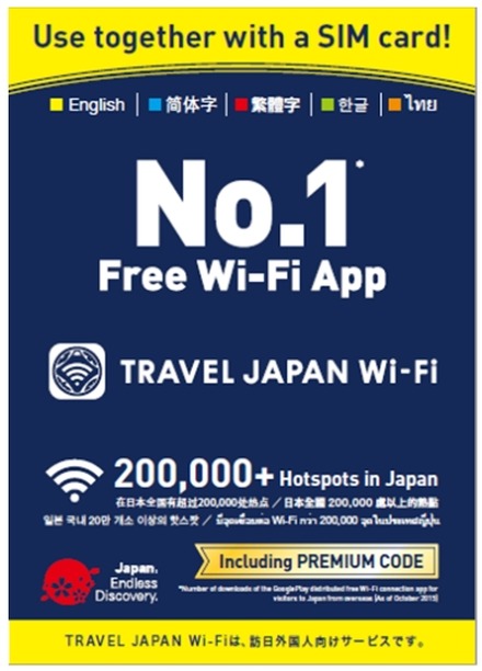 「TRAVEL JAPAN Wi-Fi」パッケージ（なかにコードを記載）