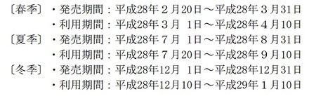 「青春18きっぷ」発売期間と利用期間