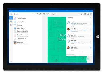 「Windows 10版Dropbox」画面イメージ