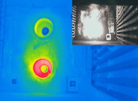 同製品を使って燃えさかる焼却炉内を撮影したイメージ。炉内の火炎の影響を受けない映像監視＆診断が可能になる（画像はプレスリリースより）