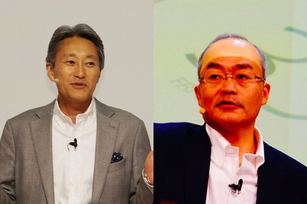 ソニーの平井社長（左）、ソニーモバイルコミュニケーションズの十時社長（右）