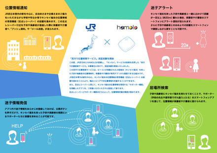 HAMOLOは2015年4月から位置検索サービス「キンセイ」を首都圏を中心に展開している。本サービスは「キンセイ」の技術とJR西日本の幅広い鉄道ネットワークという強みを活かしたもの（画像はプレスリリースより）