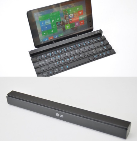 のり巻きのように変形するBluetoothキーボード「LG Rolly keyboard」