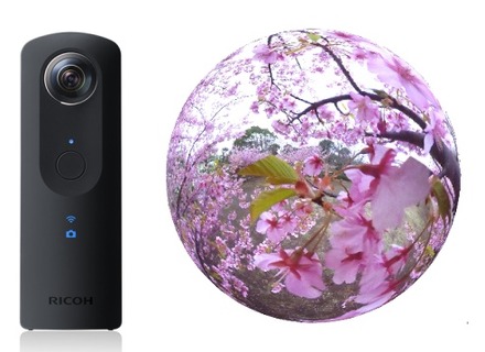 「RICOH THETA S」（左）、撮影イメージ（右）