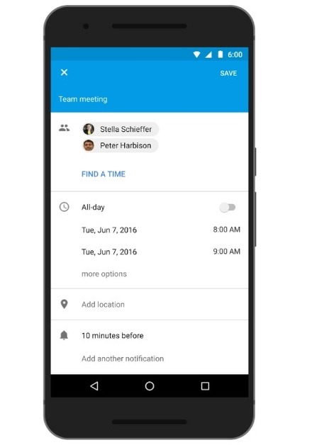 全員の予定を調整してくれる新機能「Find a time」が、GoogleカレンダーのAndroid版に追加