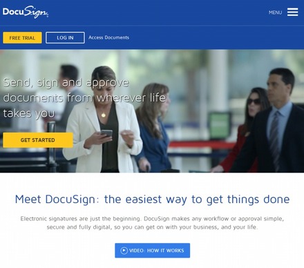 「DocuSign」サイトトップページ