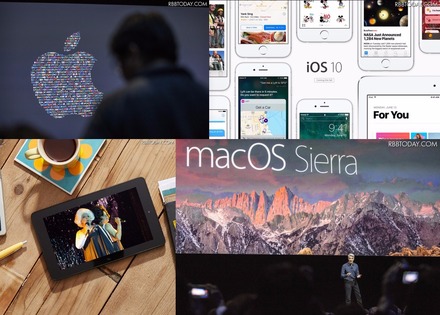 写真右上から、「iOS 10」、「macOS Sierra」（C）Getty Images、アマゾンのFireタブレット、Apple（C）Getty Images