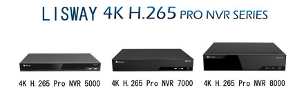 ONVIF対応の4K/H265対応NVRとしては、安価でHDDレスを選択できる点などを特徴としている。上位2機種はマルチIPアドレスやRAID対応予定など、機能も充実している（画像はプレスリリースより）