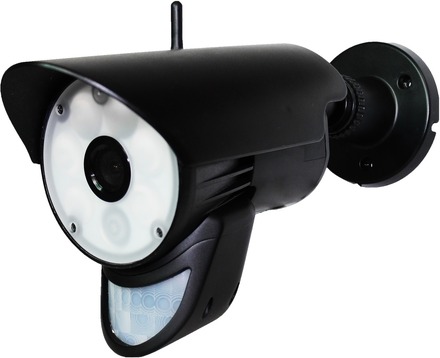 センサーライトと音声による威嚇機能や遠隔操作を備えた家庭用ワイヤレスカメラ「NS-1691WMS」（画像提供：NSK）