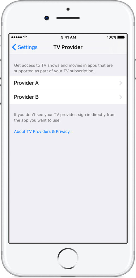 iOSデバイスやApple TV（第4世代）で、有料TV放送アプリのシングルサインオンが利用可能に
