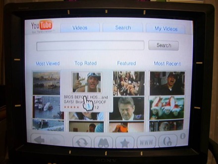 「YouTube for Television」の画面（任天堂Wiiによるアクセス）