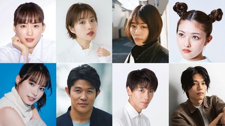 ホリプロ所属タレント(左上から、綾瀬はるか、石原さとみ、高畑充希、井上咲楽 左下から、関水渚、鈴木亮平、竹内涼真、日向亘)