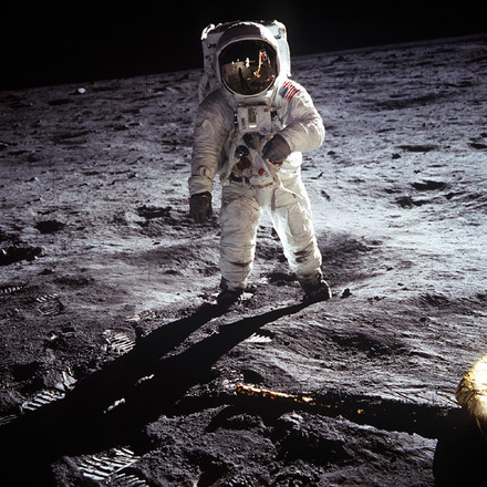 月面に降り立ったオルドリン宇宙飛行士（NASA提供）