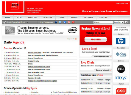 「Oracle OpenWorld 2009」特設サイト