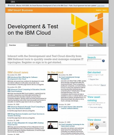 「IBM Smart Business Development and Test on the IBM Cloud」サイト