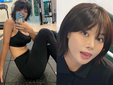 “ラケット破壊”の元カレも後悔？はち切れそうな健康美スタイル…ユビン、お座りテニスコートSHOT【PHOTO】