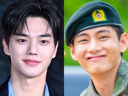 眼福すぎる筋肉イケメンツーショ！BTS・Vがソン・ガンとの記念写真公開、本日（10日）ひと足先に除隊