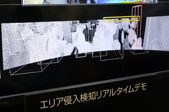 「メンテナンス・レジリエンス TOKYO 2016」に同社が出展した際に展示されていた3Dレーザーレーダーによるシルエット映像（撮影：防犯システム取材班）