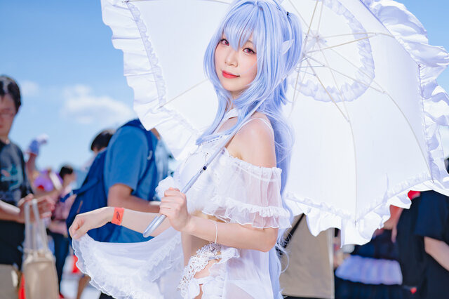 FGO レディ・アヴァロン 水着 コスプレ 衣装 ウィッグ＋傘＋靴