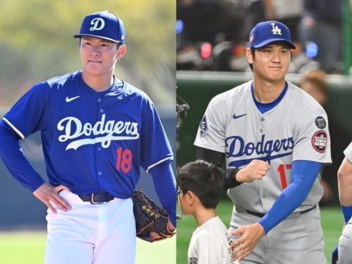 山本由伸（左）と大谷翔平