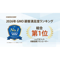 サーブコープが2026年 GMO顧客満足度ランキング「シェアオフィス 月額定額プランユーザー」部門 総合第1位を獲得
